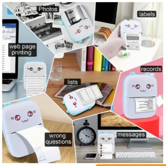 Pink Cat Face Portable Wireless Printer - Picture 2 of 4